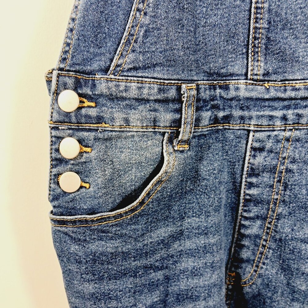 SHEIN, Denim Overalls, Size Medium, Slightly Distressed, Crop - Ankle - Picture 7 of 15